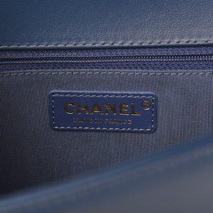 Chanel Calfskin Quilted New Medium Boy Top Handle Flap Blue 5 of 9
