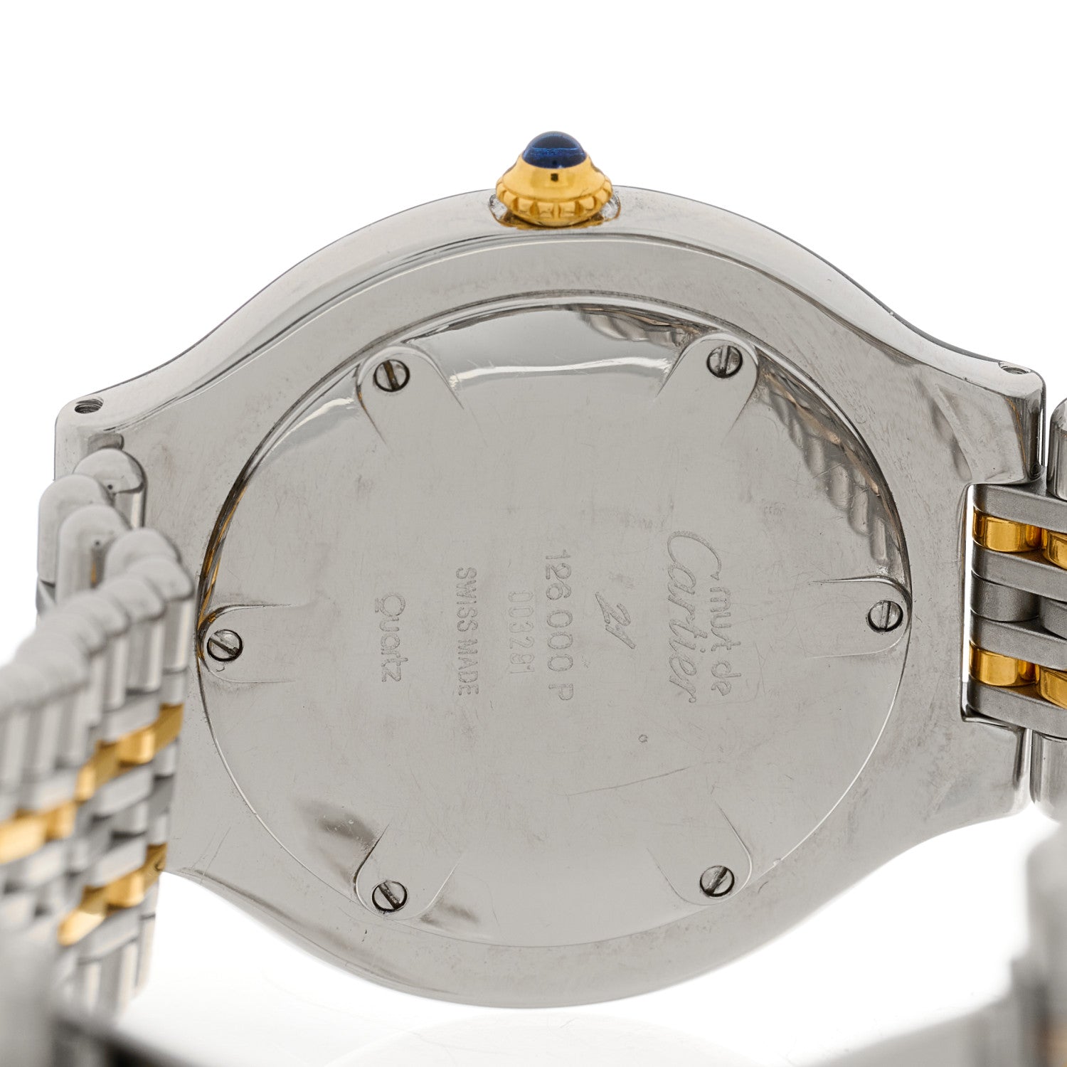 Cartier Stainless Steel 18K Yellow Gold 34mm Must De 21 Bullet Link Quartz Watch 4 of 4