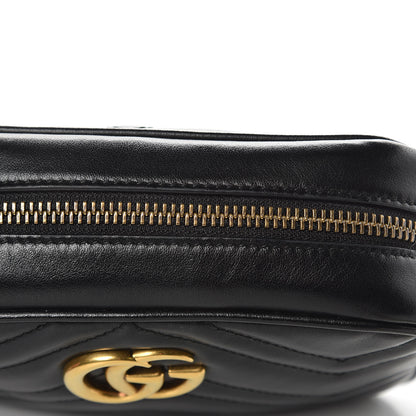 Gucci Calfskin Matelasse Mini GG Marmont Chain Shoulder Bag Black 8 of 11