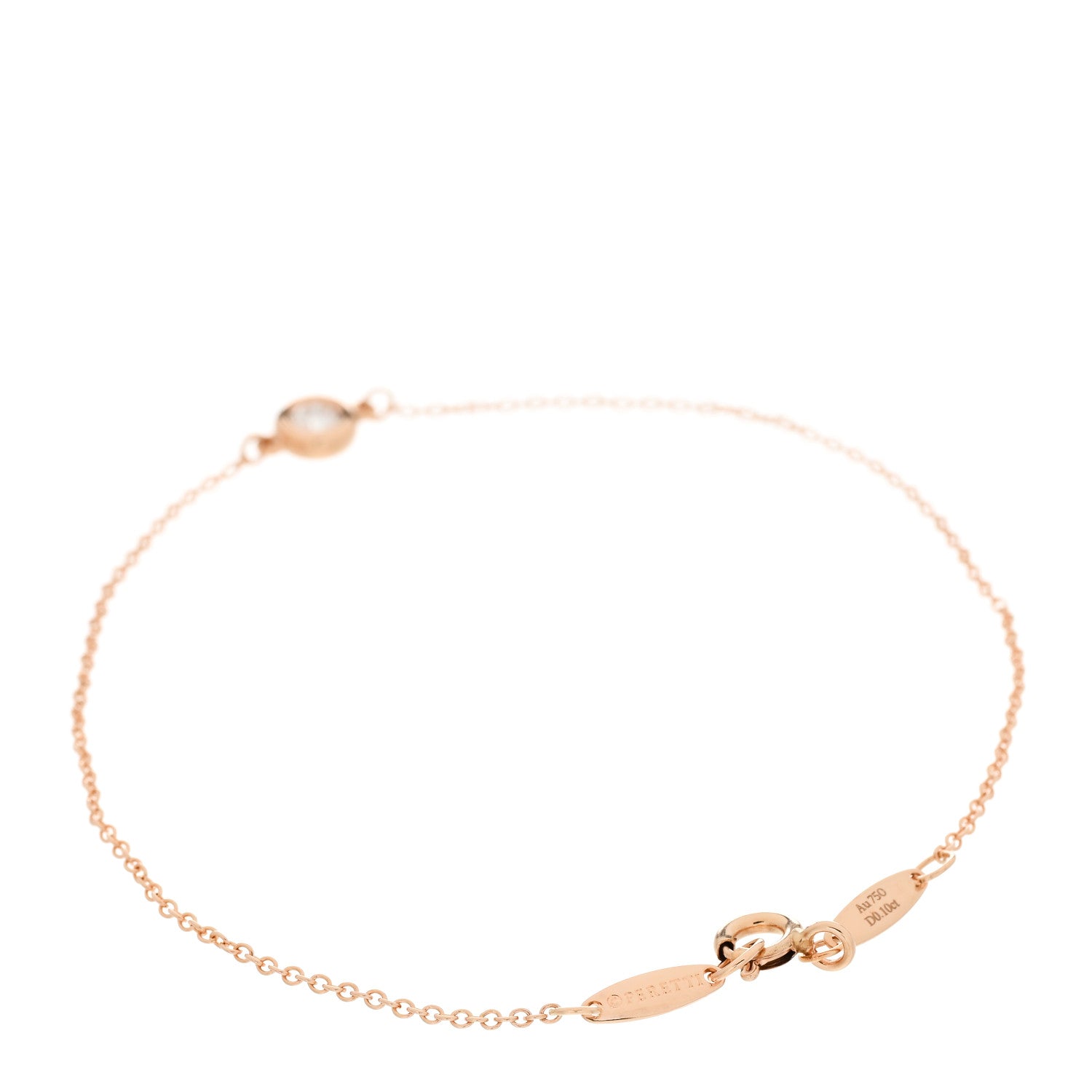 Tiffany 18K Rose Gold Diamond .10ct Elsa Peretti Diamonds by the Yard Bracelet 2 of 9