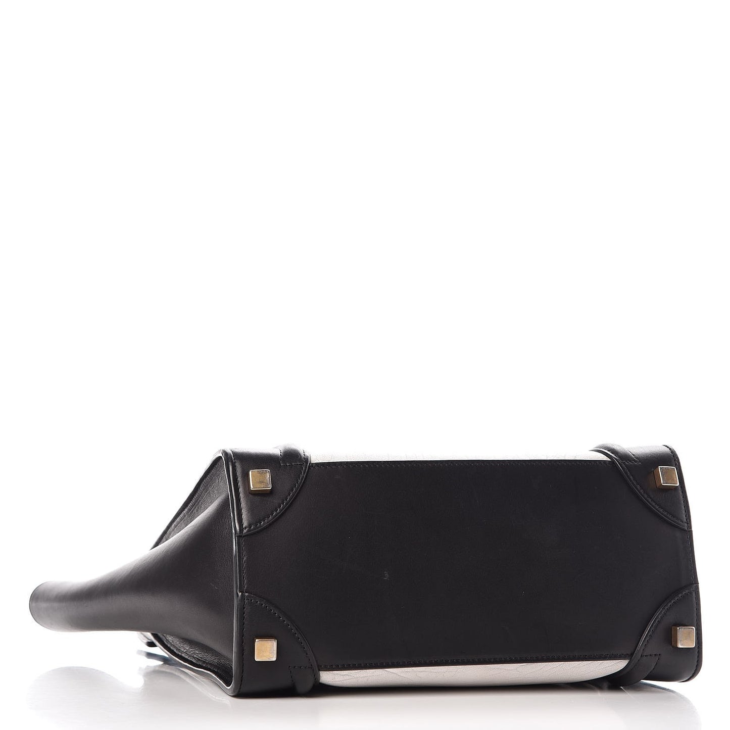 Shrunken Lambskin Micro Bi-Color Luggage Black White