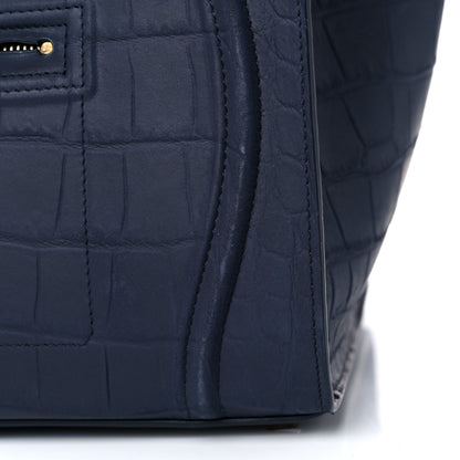 Celine Crocodile Embossed Calfskin Medium Phantom Luggage Navy Blue 15 of 24