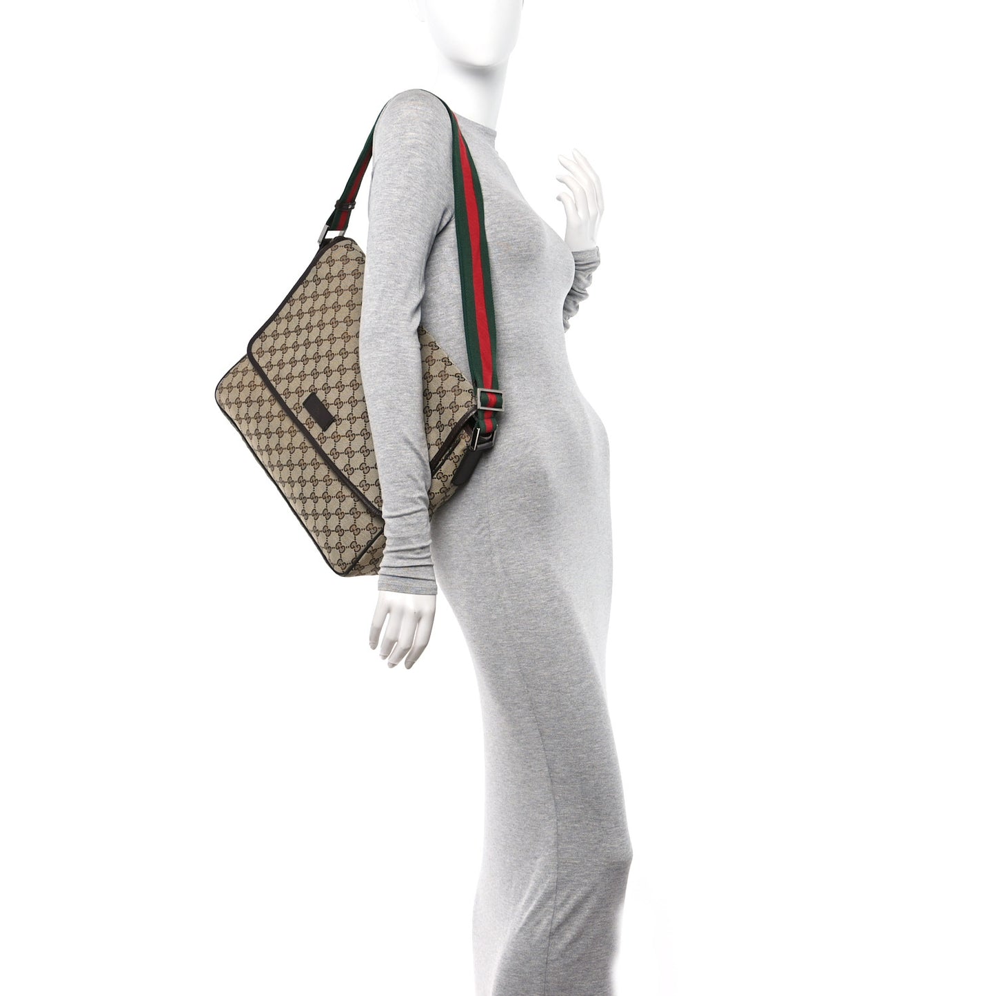 Monogram Web Medium Flap Messenger Beige Dark Brown