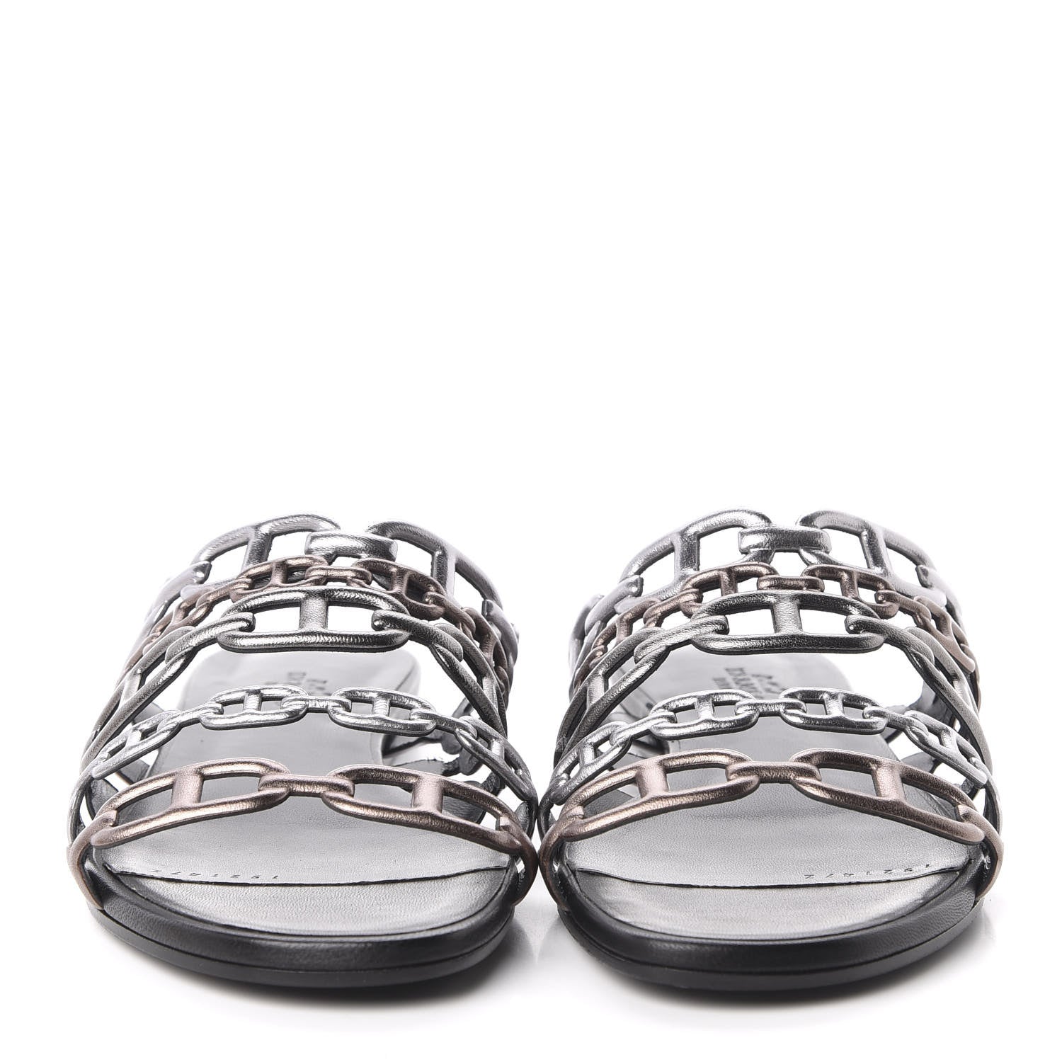 Hermes Metallic Nappa Thalassa Sandals 38.5 Multicolore Dore Vieilli 2 of 8