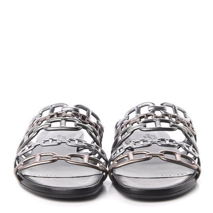 Hermes Metallic Nappa Thalassa Sandals 38.5 Multicolore Dore Vieilli 2 of 8