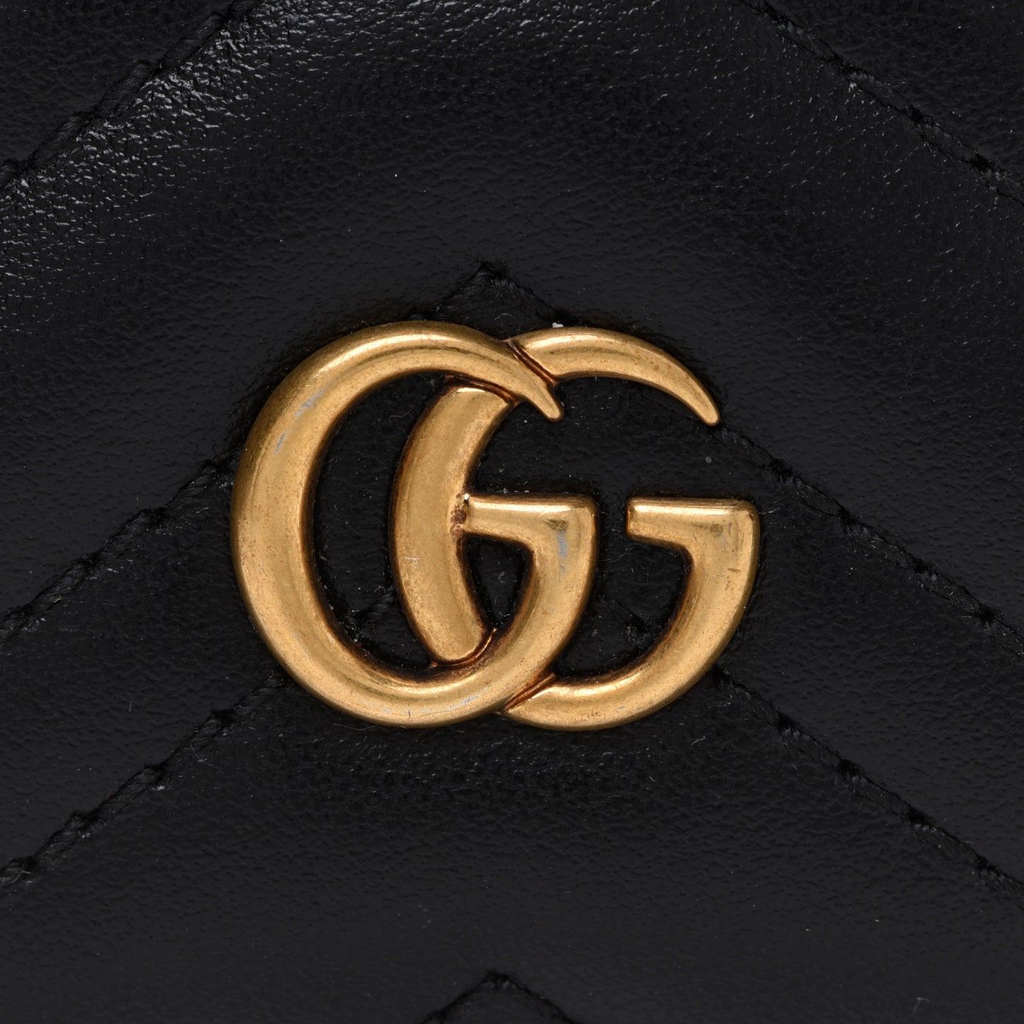 Calfskin Matelasse GG Marmont Card Holder Black