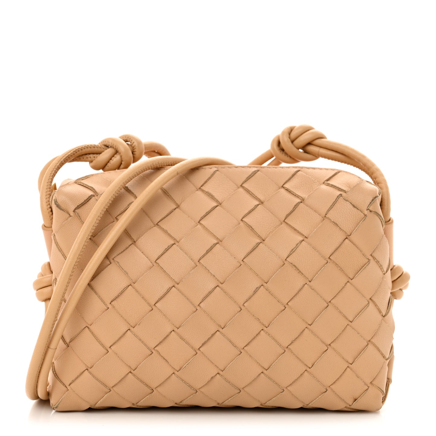 Nappa Intrecciato Mini Loop Camera Bag Almond