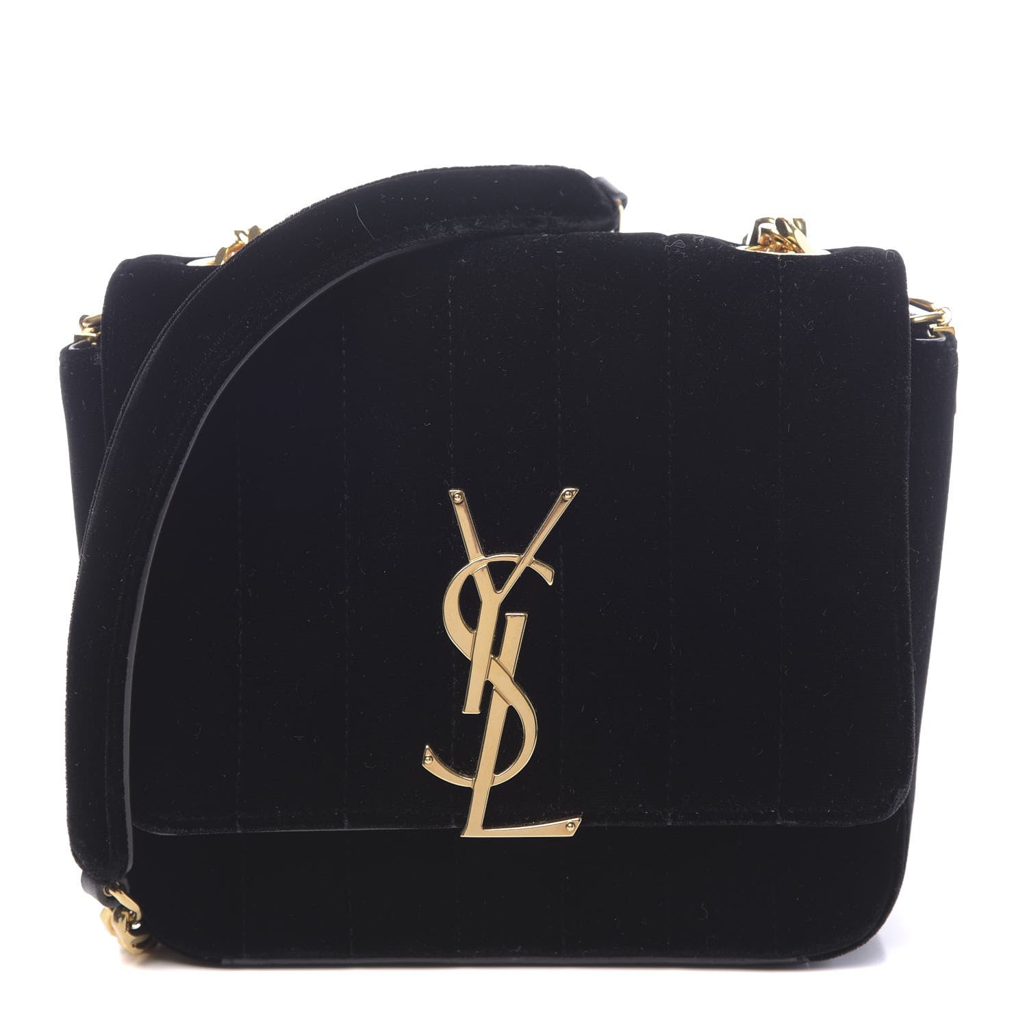 Saint Laurent Velvet Matelasse Small Vicky Chain Bag Black 1 of 9