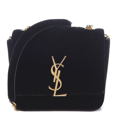 Saint Laurent Velvet Matelasse Small Vicky Chain Bag Black 1 of 9