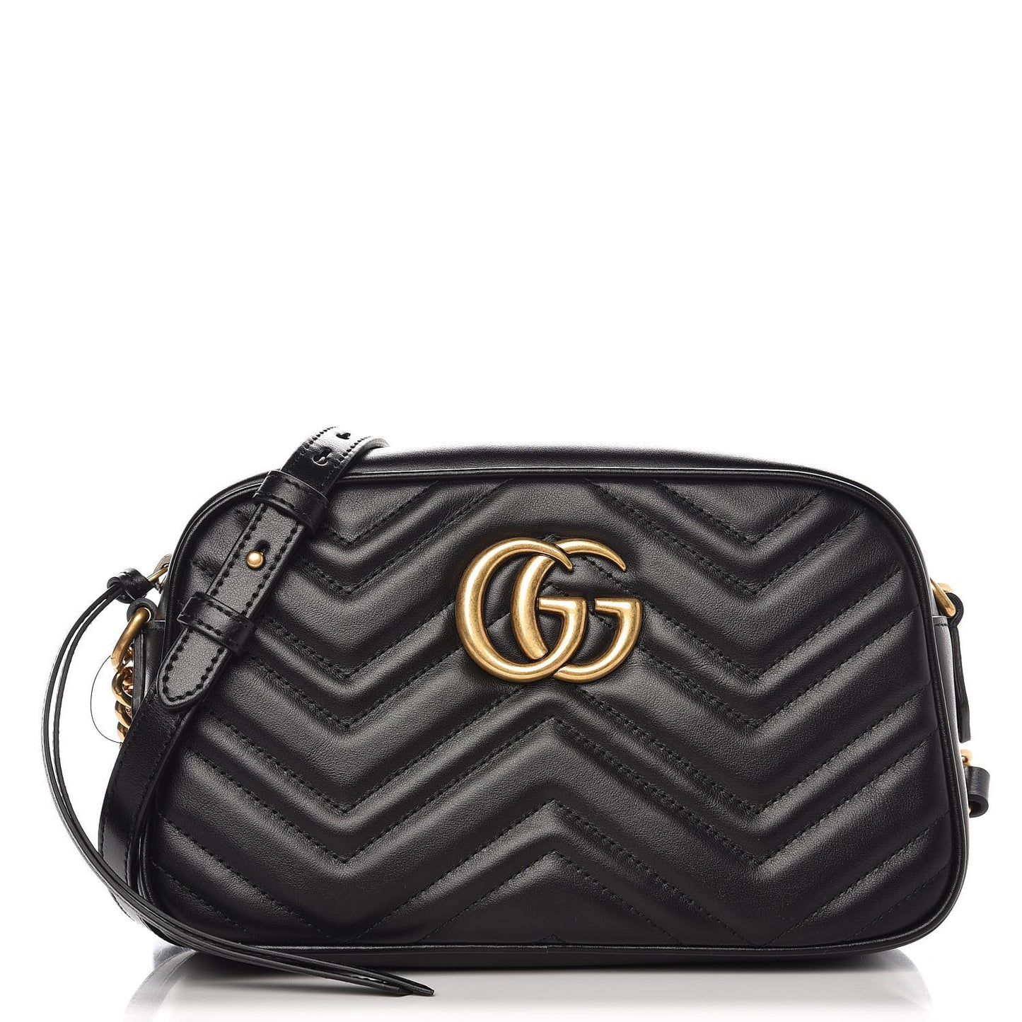 Calfskin Matelasse Small GG Marmont Chain Shoulder Bag Black