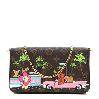 Louis Vuitton Monogram 2021 Christmas Animation Hollywood Pochette Felicie Chain Wallet Fuchsia 1 of 10