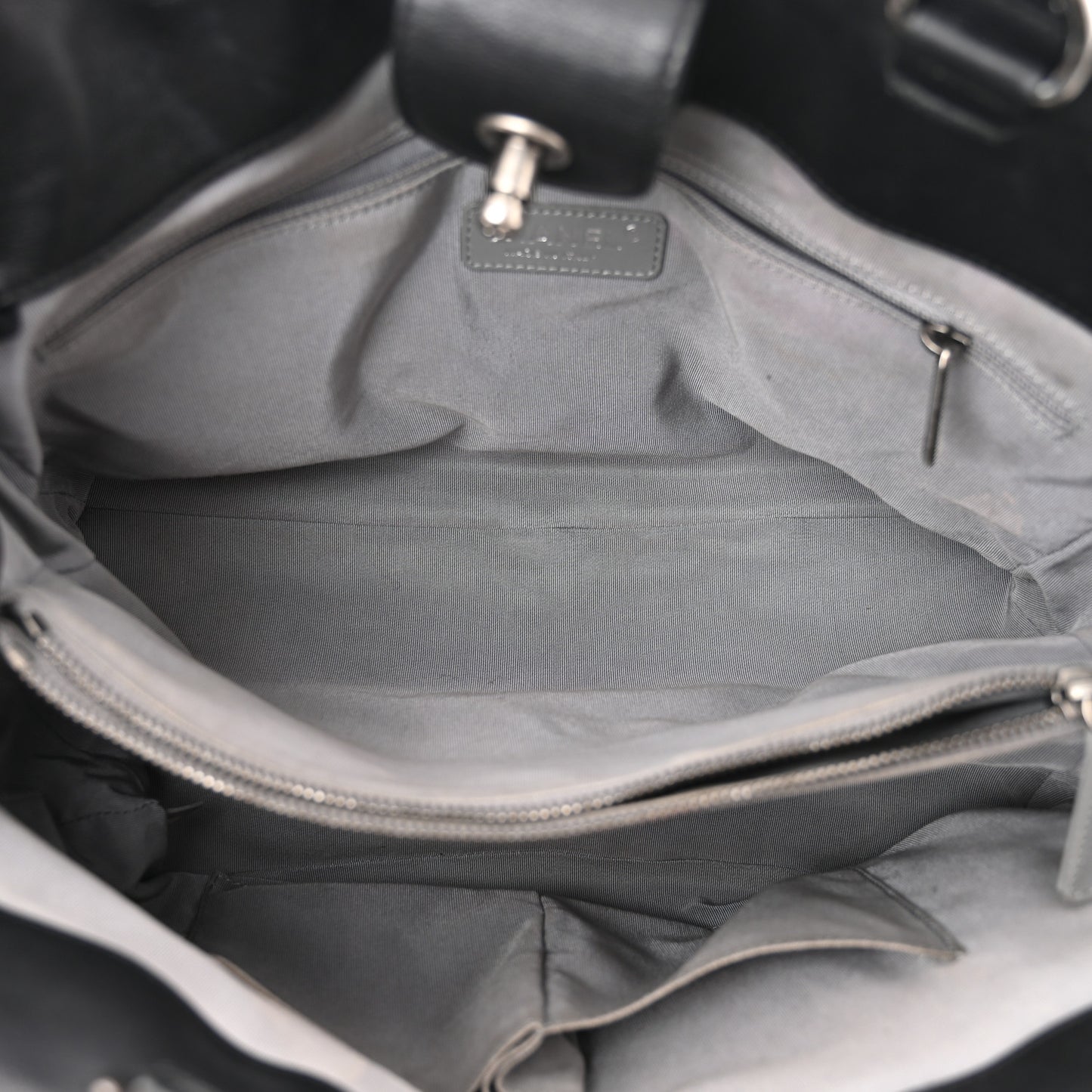 Calfskin Quilted Boy Shopping Tote Black