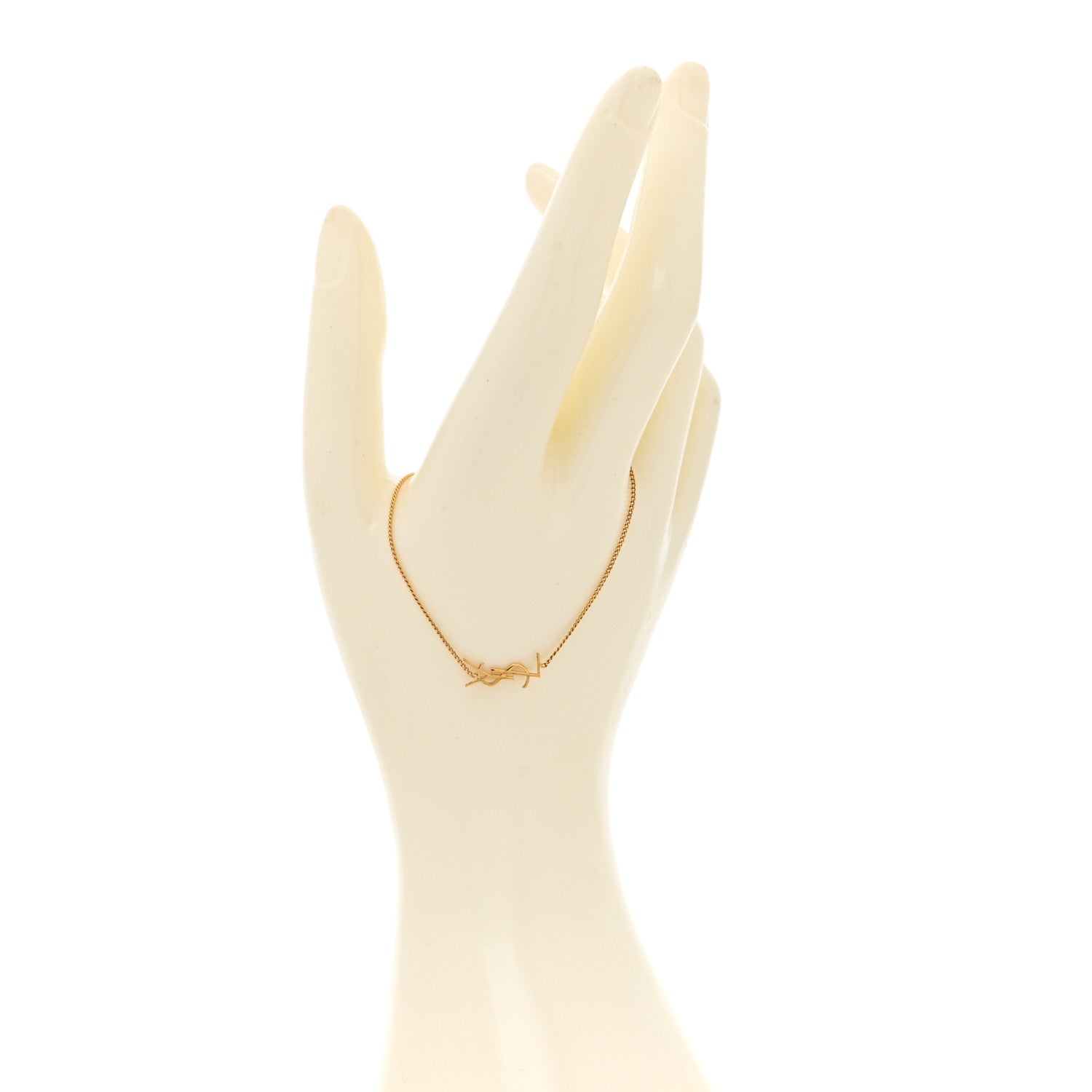 Saint Laurent Brass Monogram Charm Bracelet 2 of 5
