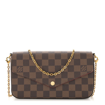 Louis Vuitton Damier Ebene Pochette Felicie Chain Wallet 1 of 13