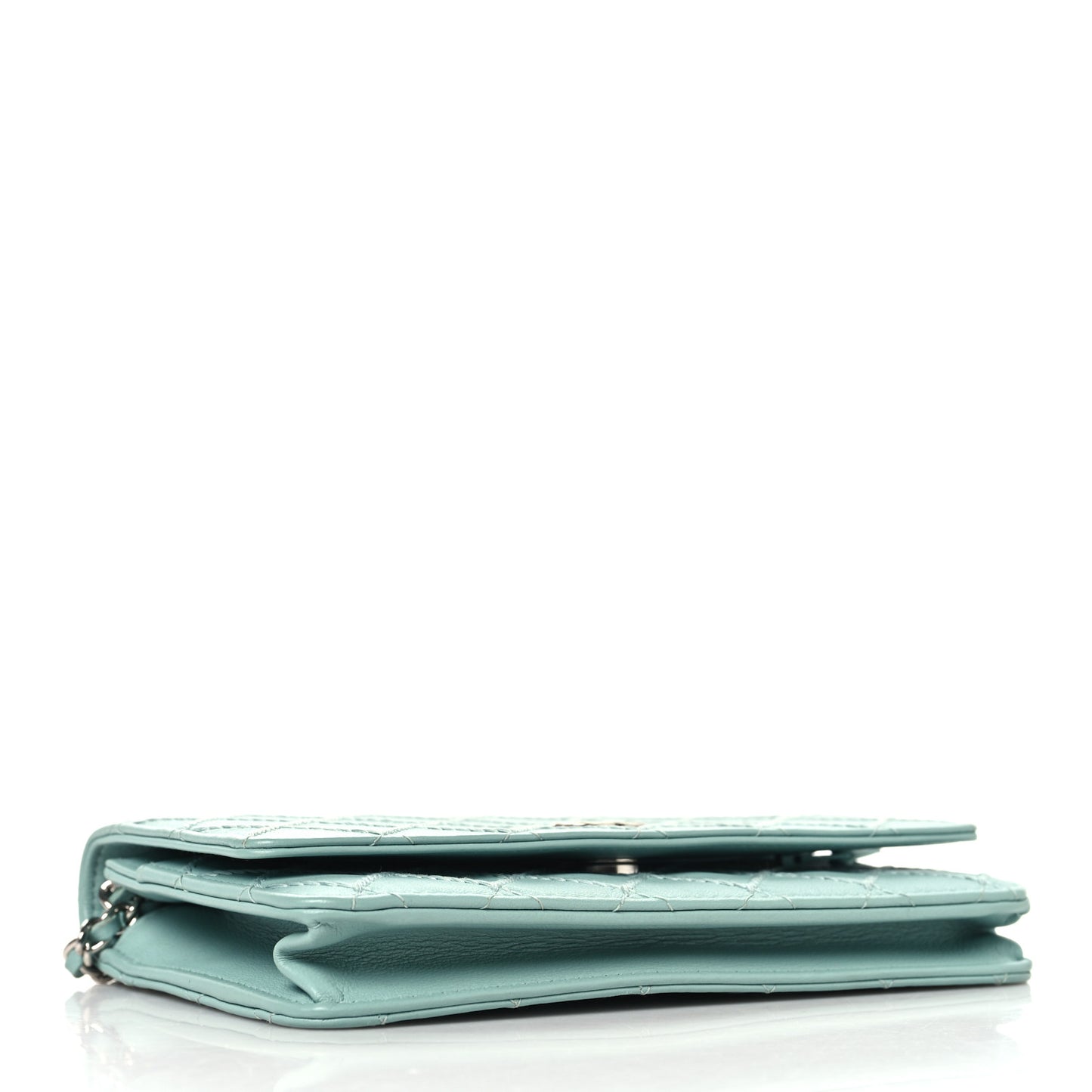 Calfskin Whipstitch Wallet On Chain WOC Green