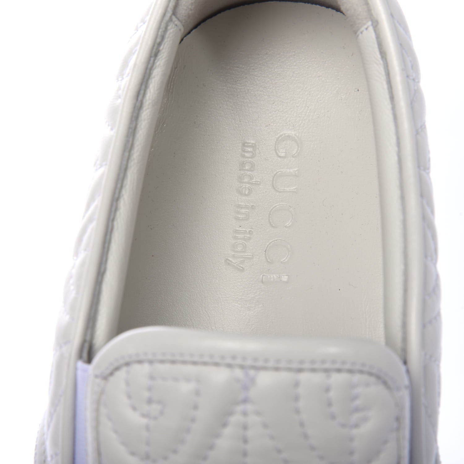 Gucci Nappa Web G Rhombus Quilted Mens Slip On Sneakers 8.5 Great White 7 of 10