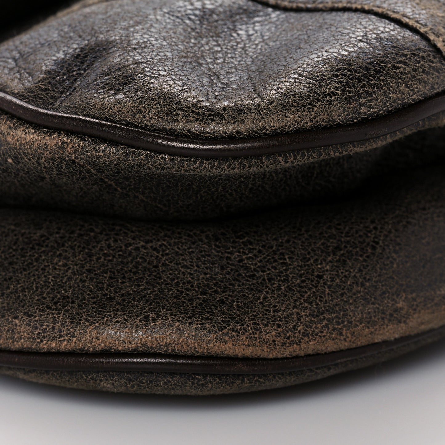 Distressed Calfskin Saddle Bag Brown
