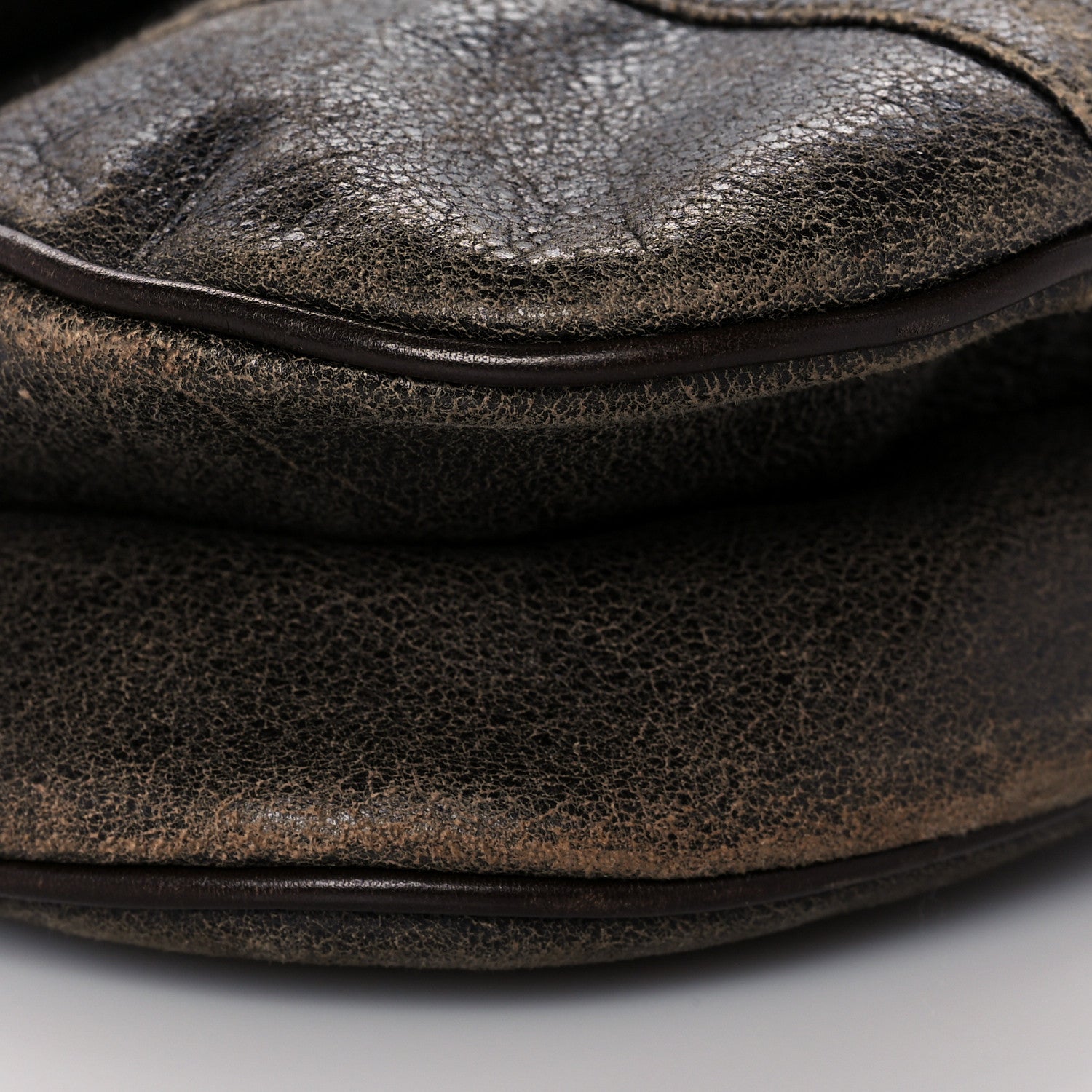 Christian Dior Distressed Calfskin Saddle Bag Brown 9 of 10