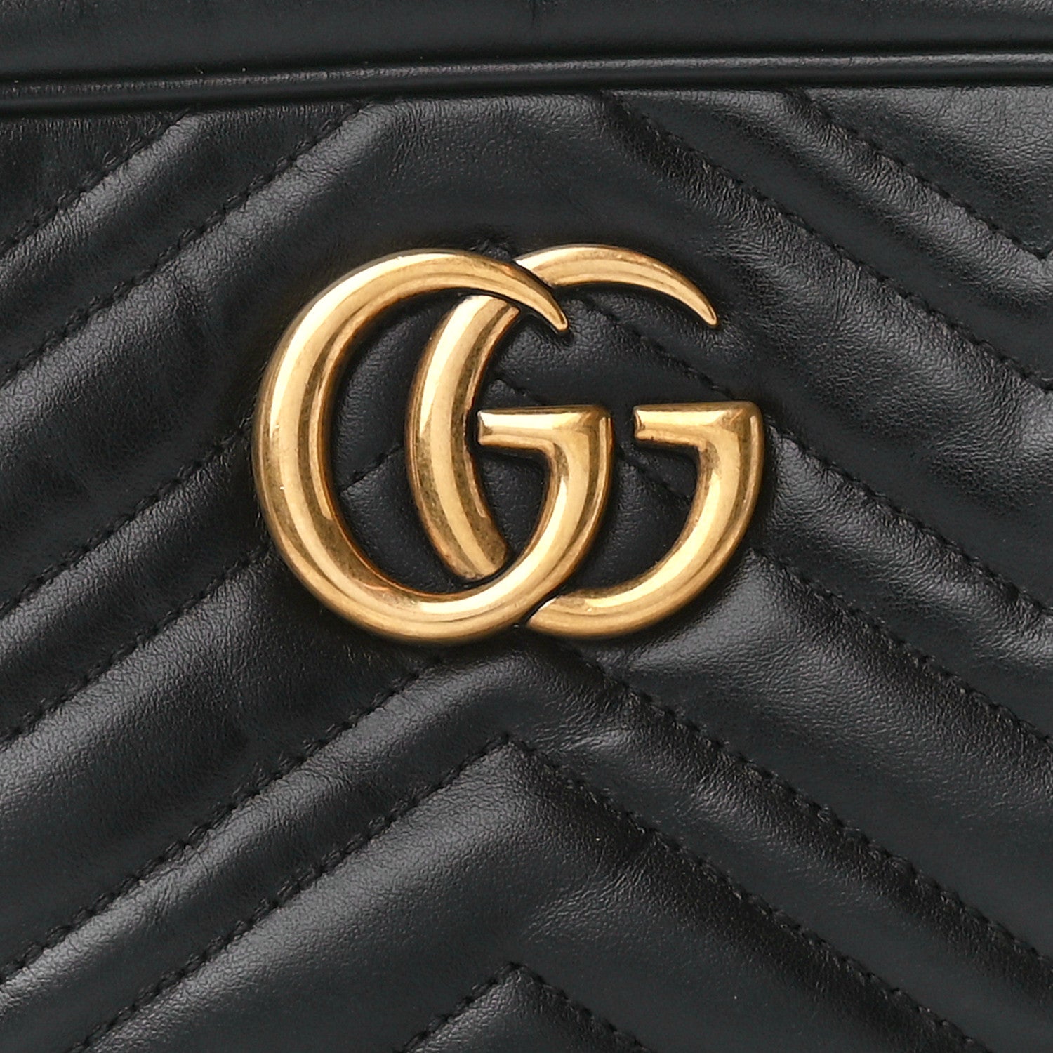 Gucci Calfskin Matelasse Small GG Marmont Chain Shoulder Bag Black 9 of 11