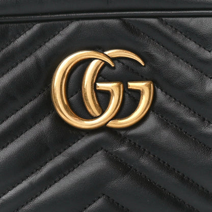 Gucci Calfskin Matelasse Small GG Marmont Chain Shoulder Bag Black 9 of 11
