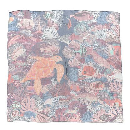 Hermes Silk Mousseline Under The Waves Shawl 140 1 of 8