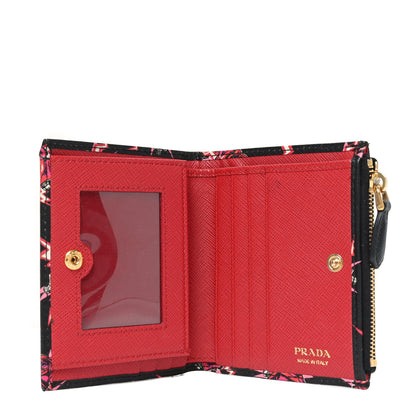 Prada X UNIVERSAL STUDIOS Saffiano Frankenstein Rose Zip Top Compact Wallet Lacca 5 of 6
