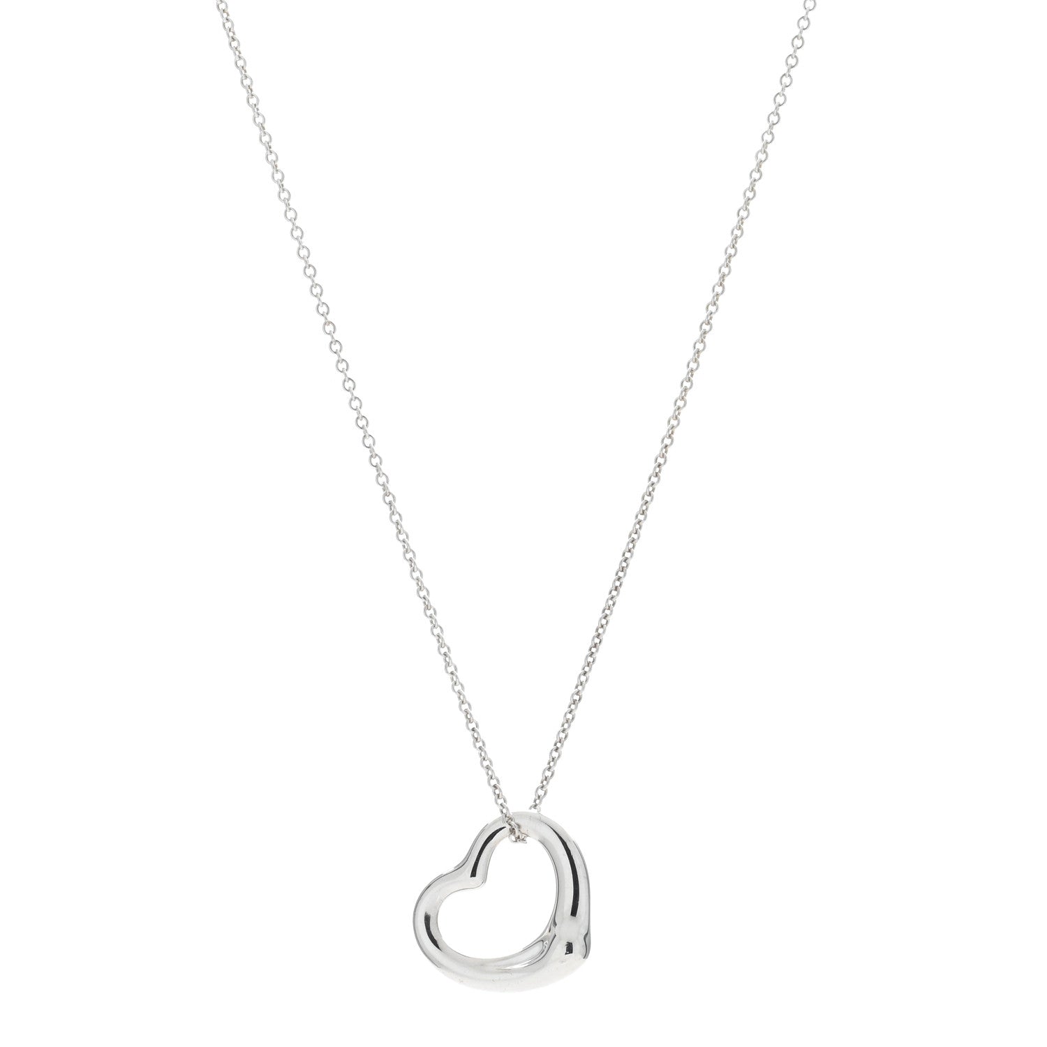 Tiffany Sterling Silver 22mm Elsa Peretti Open Heart Pendant Necklace 1 of 5