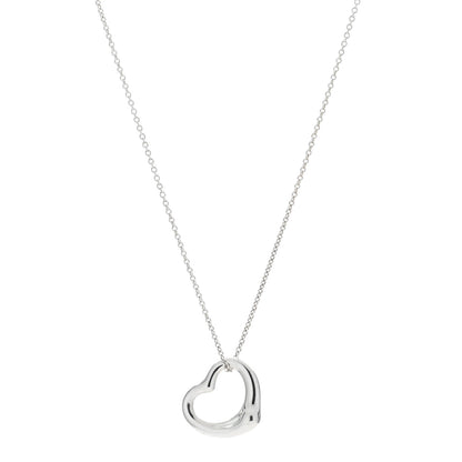 Tiffany Sterling Silver 22mm Elsa Peretti Open Heart Pendant Necklace 1 of 5