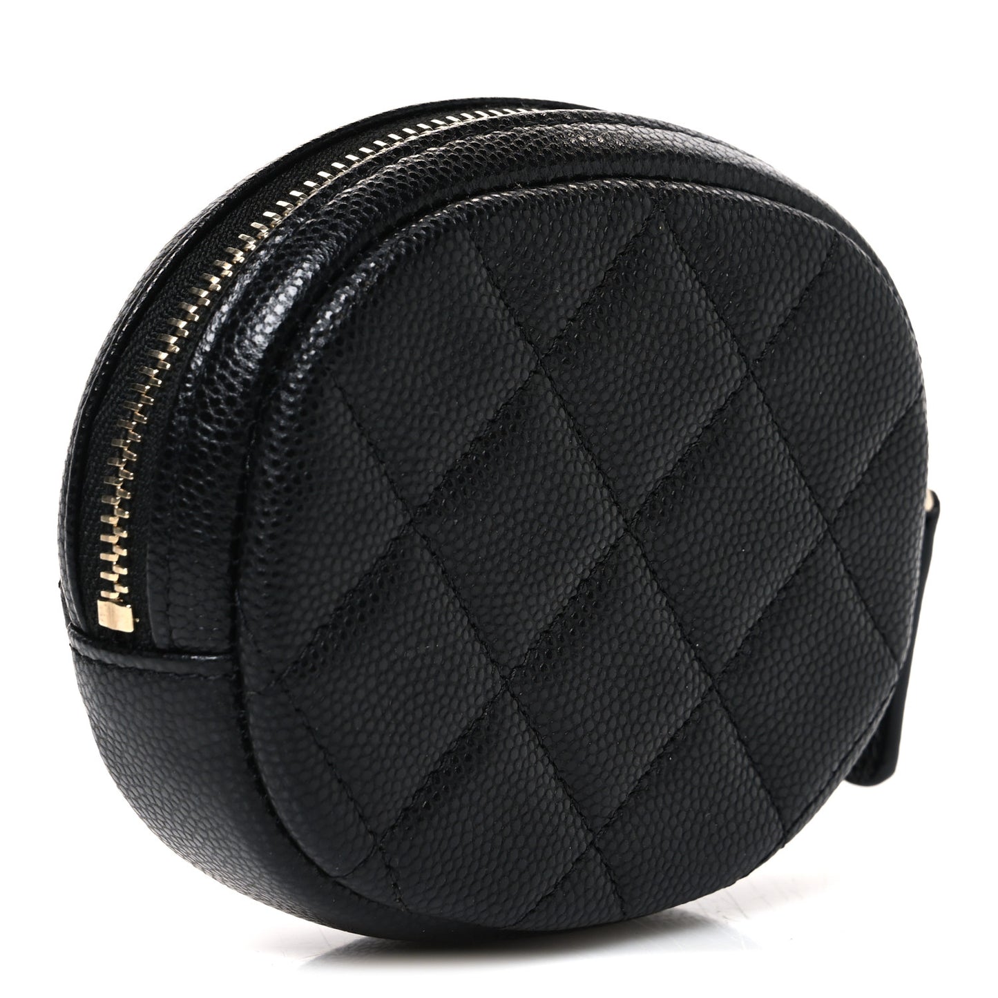 Caviar Quilted Zip Around Classic Coin Purse Black