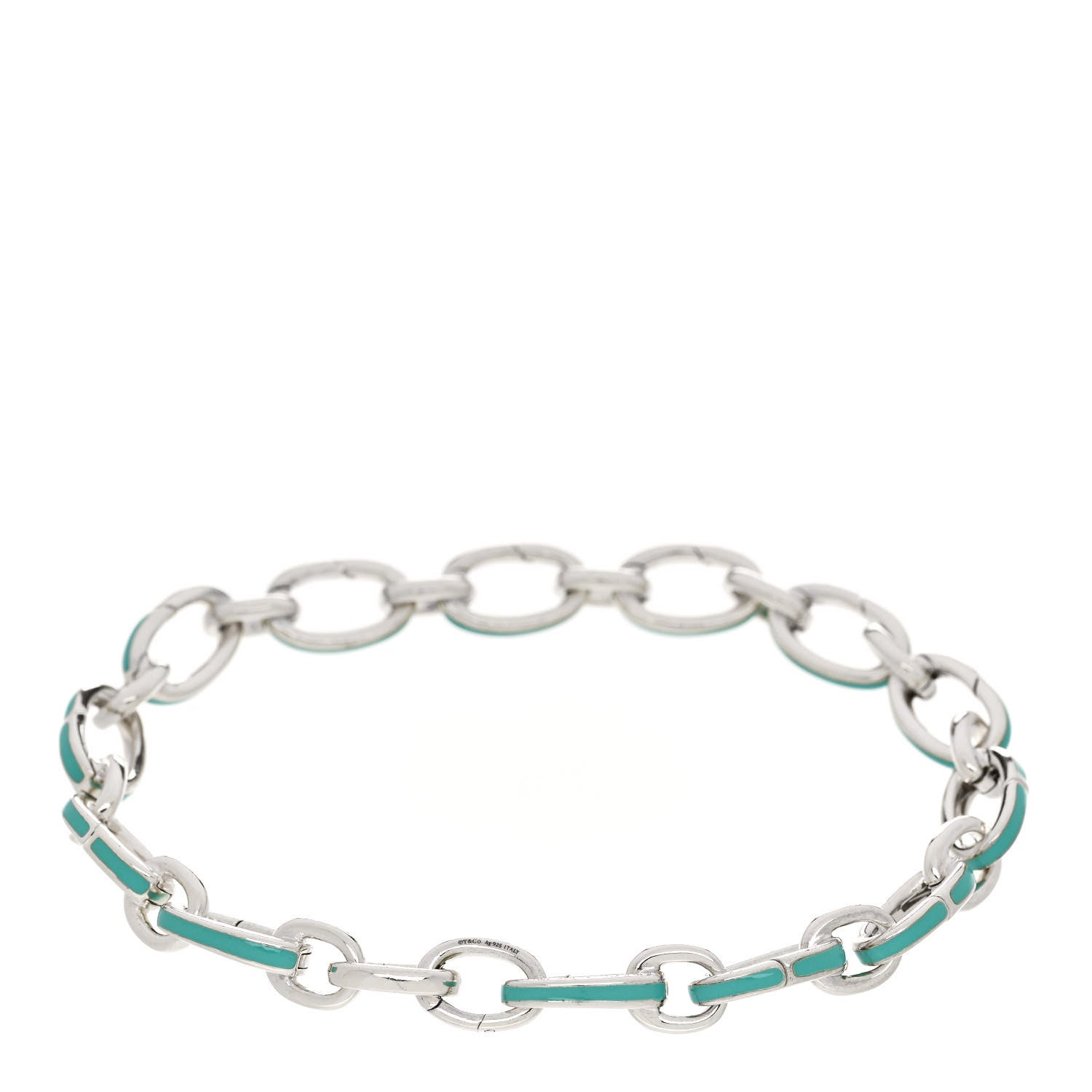 Tiffany Sterling Silver Enamel Clasping Link Bracelet Blue 2 of 3
