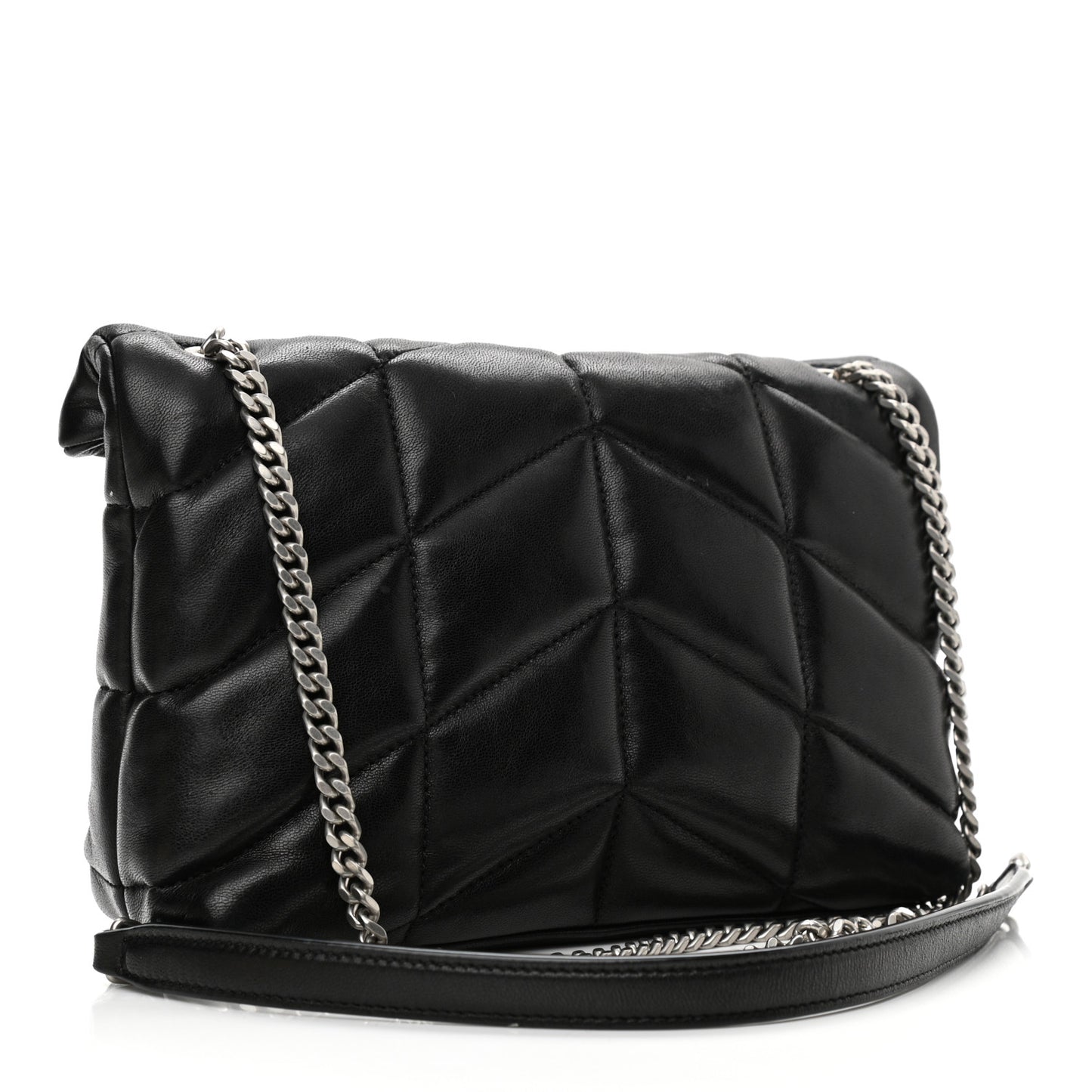 Lambskin Quilted Toy Loulou Puffer Monogram Chain Satchel Black