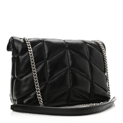 Saint Laurent Lambskin Quilted Toy Loulou Puffer Monogram Chain Satchel Black 3 of 16