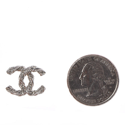 Chanel Crystal CC Twisted Earrings Silver 2 of 3