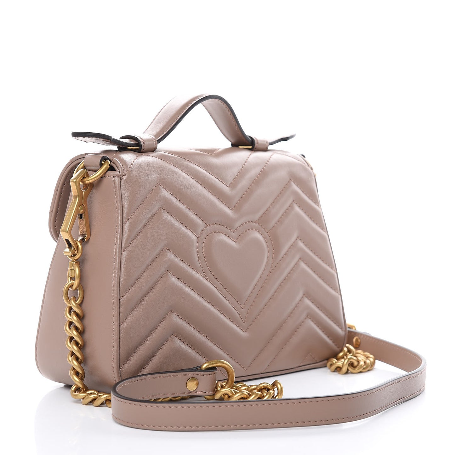 Calfskin Matelasse Mini GG Marmont Top Handle Shoulder Bag Porcelain Rose
