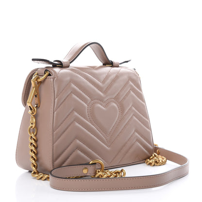 Gucci Calfskin Matelasse Mini GG Marmont Top Handle Shoulder Bag Porcelain Rose 3 of 9