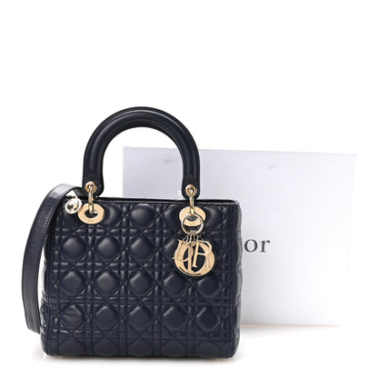 Christian Dior Lambskin Cannage Medium Lady Dior Navy Blue 11 of 11