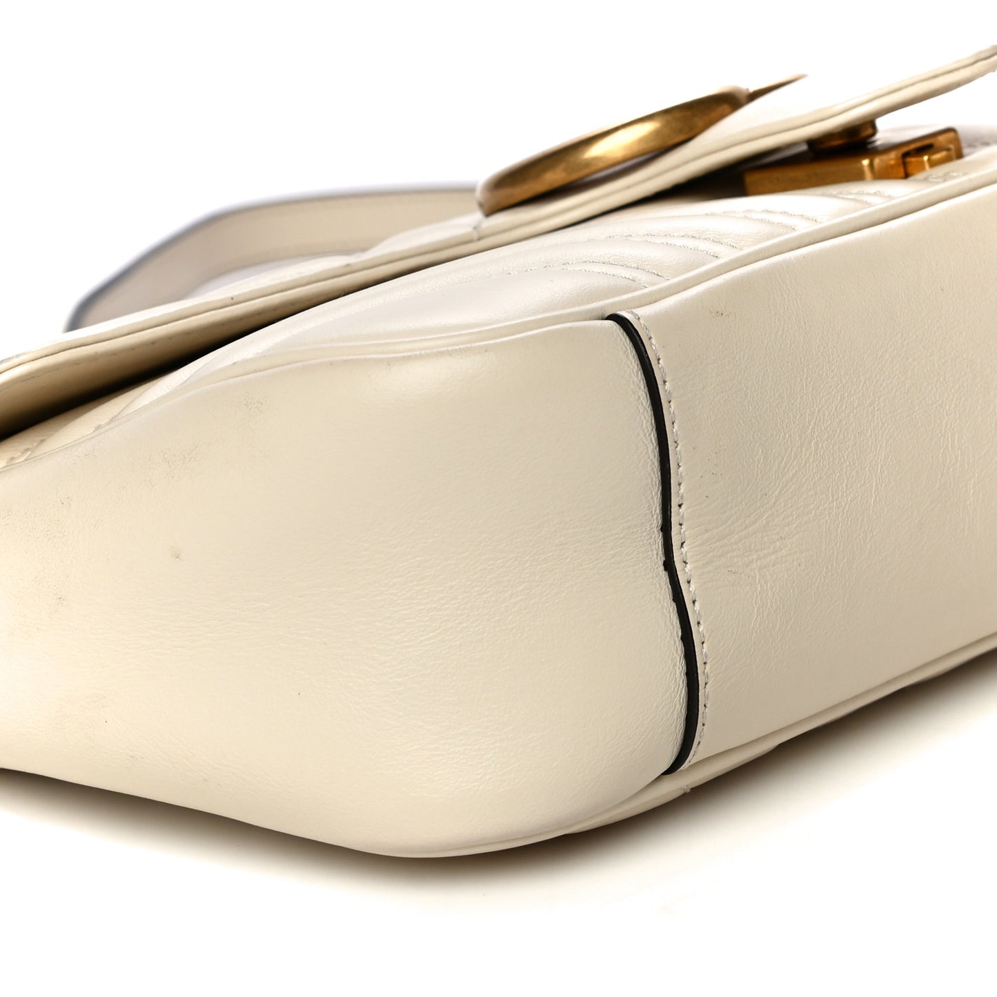 Calfskin Matelasse Small GG Marmont Shoulder Bag White