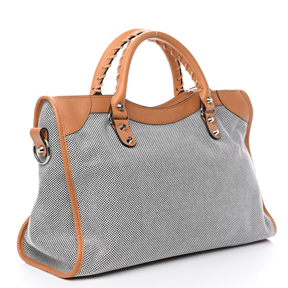 Balenciaga Calfskin Twill Perforated Classic Hardware City Tan 2 of 12