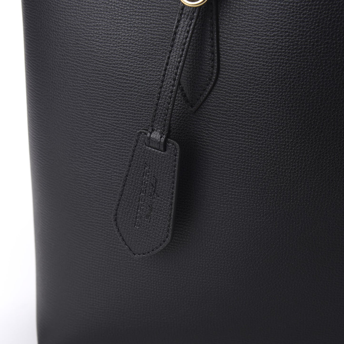 Grainy Calfskin Haymarket Check Medium Reversible Tote Black