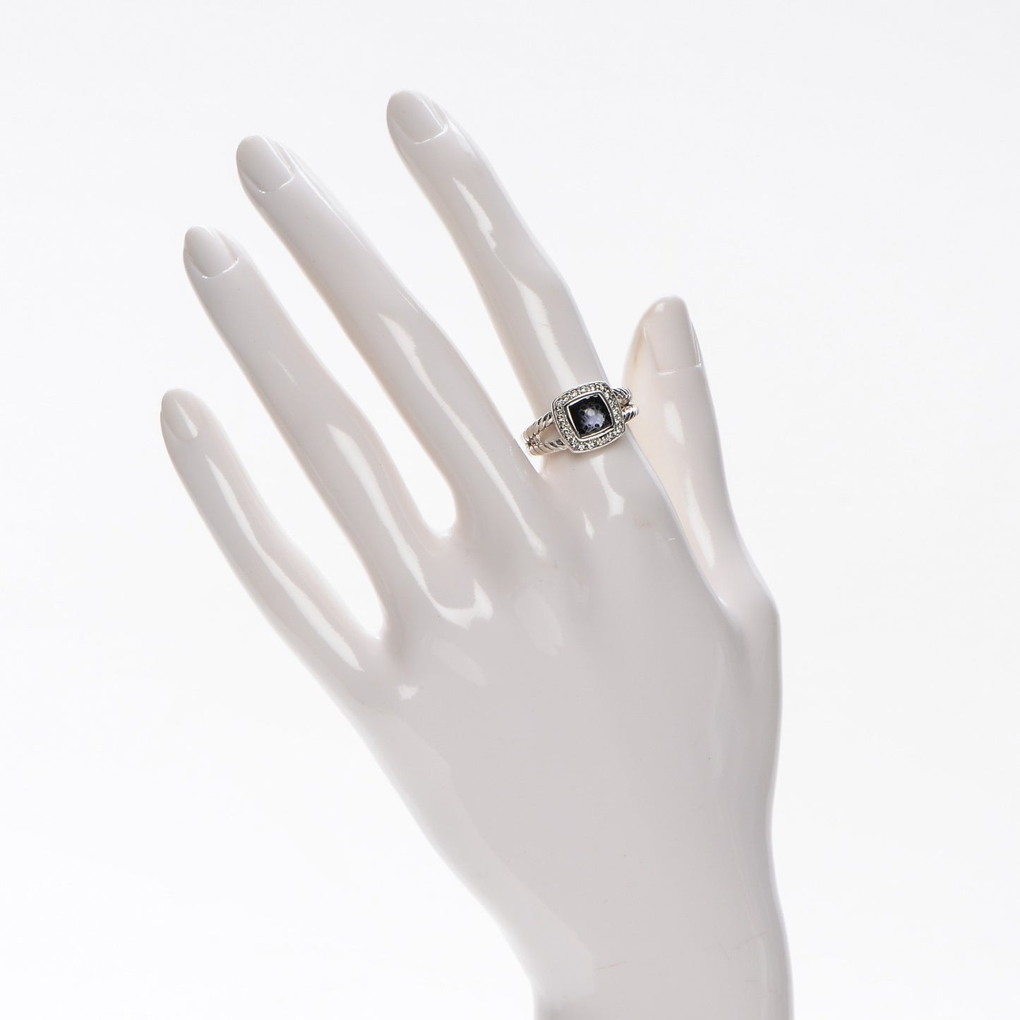 Sterling Silver Diamond Black Orchid 7mm Petite Albion Ring 54 6.75