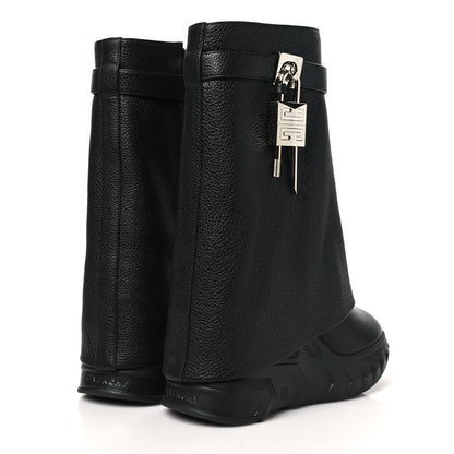 Givenchy Grained Calfskin Shark Lock Biker Ankle Boots 38 Black 5 of 9