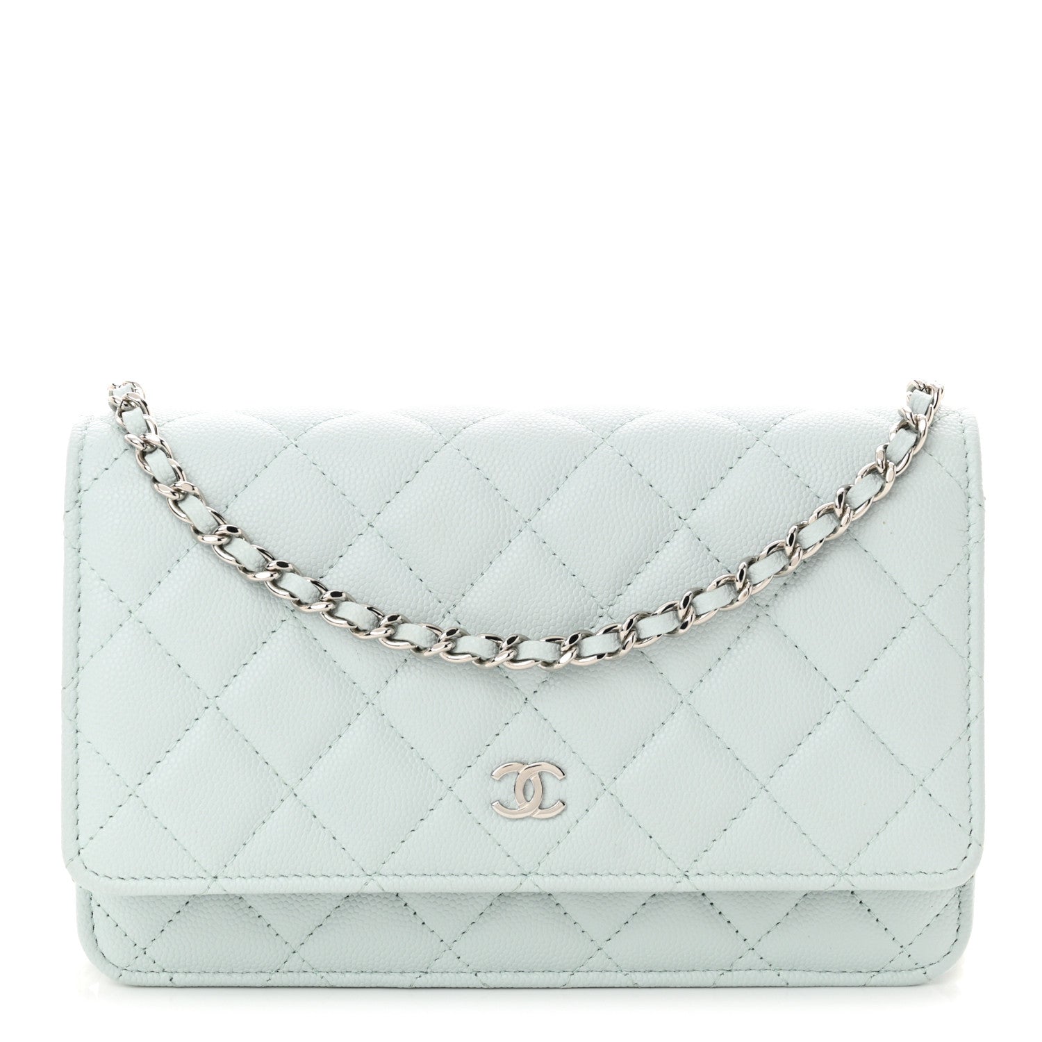 Chanel Caviar Quilted Wallet on Chain WOC Light Blue 1 of 11