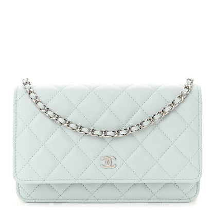 Chanel Caviar Quilted Wallet on Chain WOC Light Blue 1 of 11