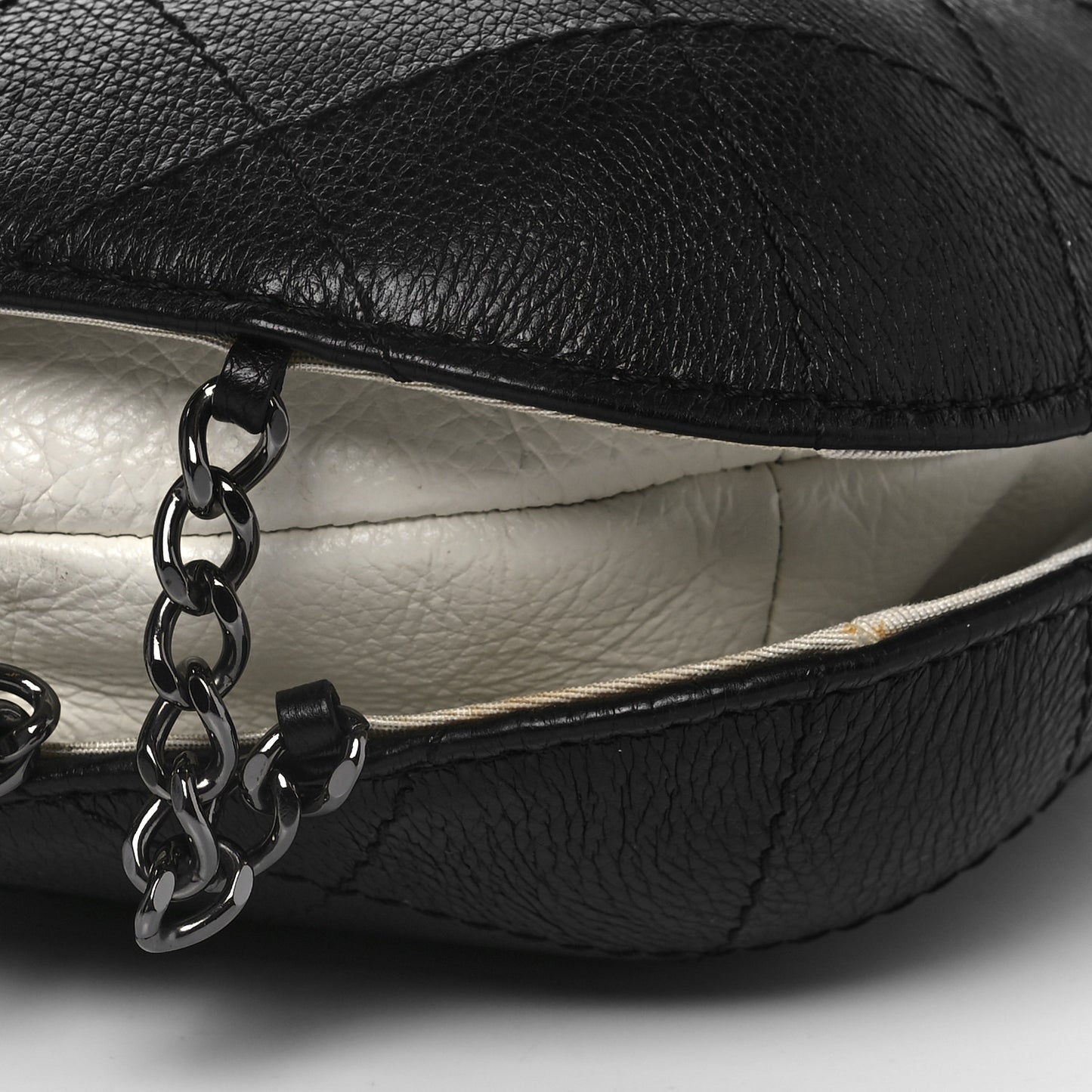 Aged Calfskin Quilted Small Gabrielle Bucket White Black