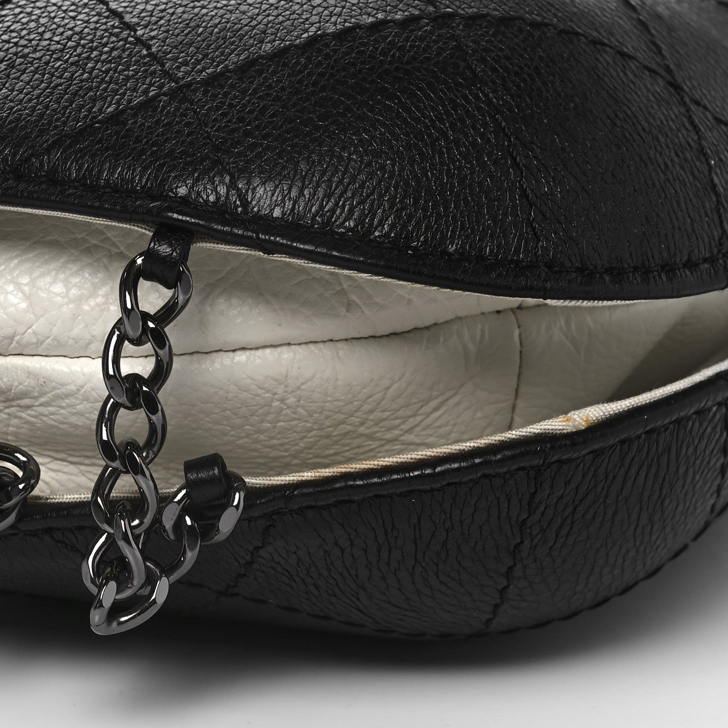Chanel Aged Calfskin Quilted Small Gabrielle Bucket White Black 9 of 11