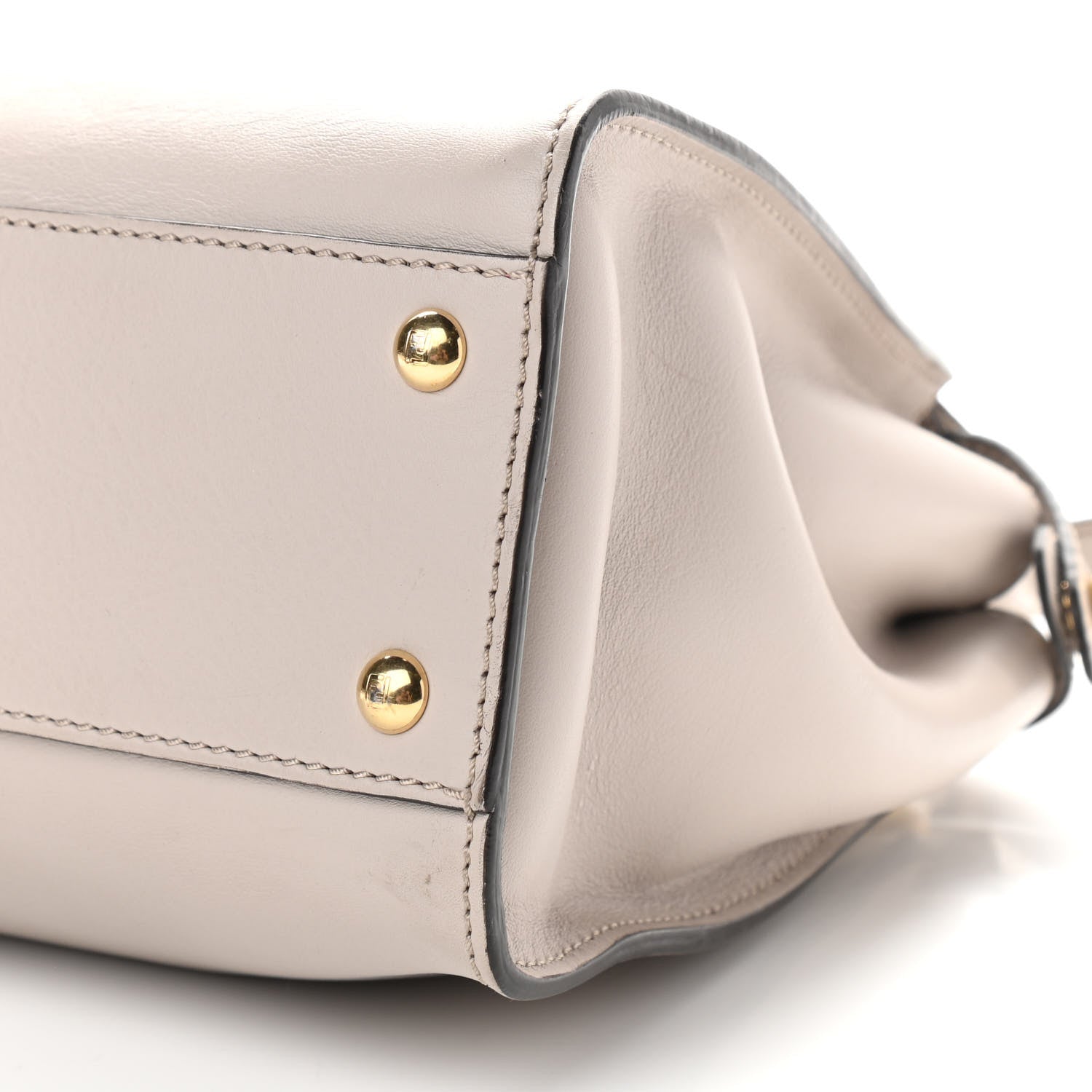 Fendi Vitello Seta Shiny Nappa Medium Peekaboo Iconic Satchel Grigio Polvere Bois de Rose 9 of 11