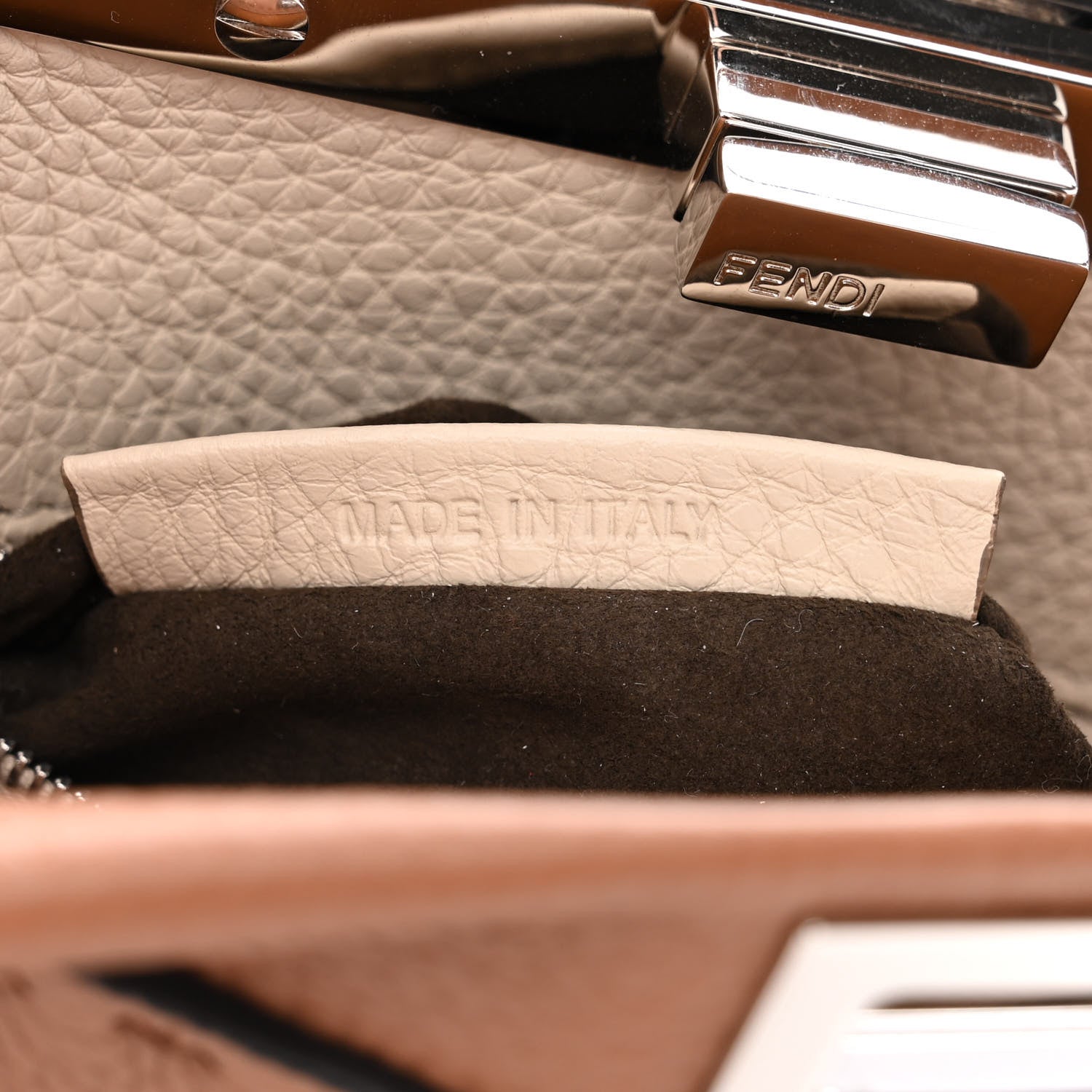 Fendi Cuoio Romano Selleria Bi-Color Mini Peekaboo Iconic Satchel Mou Milk 8 of 12