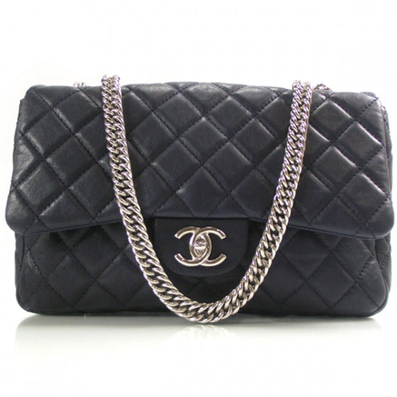Chanel Washed Lambskin Jumbo Bijoux Chain Flap Navy 1 of 13