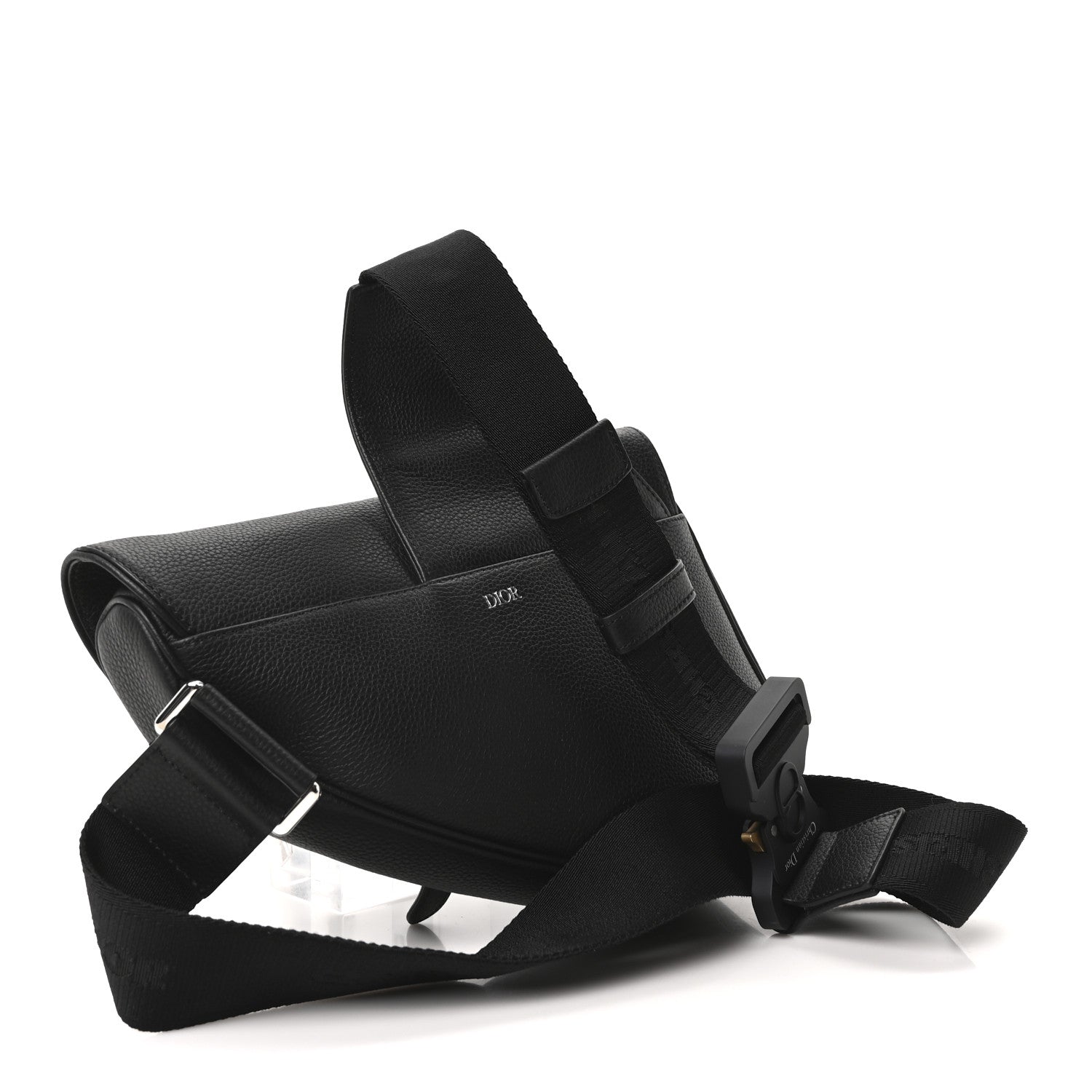 Christian Dior Grained Calfskin Kim Jones Saddle Bag Black 3 of 9