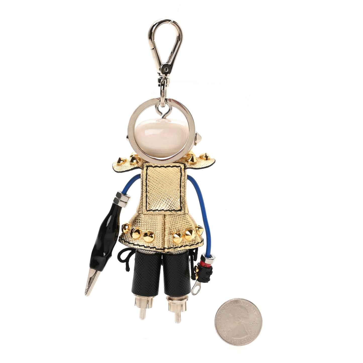 Metallic Saffiano Edward Robot Trick Nancy Keychain Platino